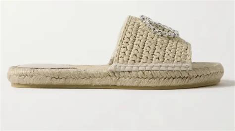 gucci cora crystal-embellished raffia espadrille sandals|gucci women's sandals.